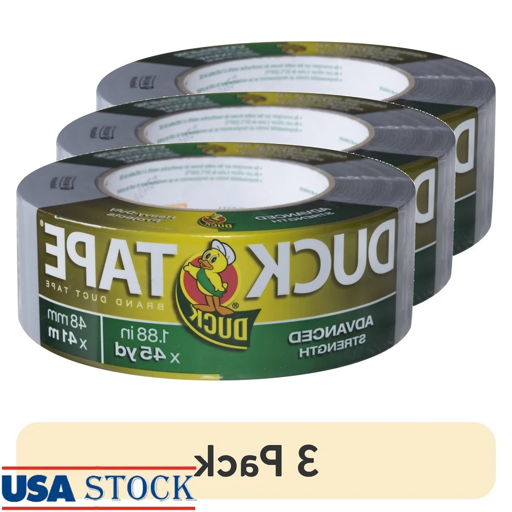 

Усовершенствованная прочная клейкая лента, 3 упаковки, профессиональный клей, многоцелевой, легко отрывается, для использования в помещении и на открытом воздухе, 1,88 x 45 ярдов, серебристый