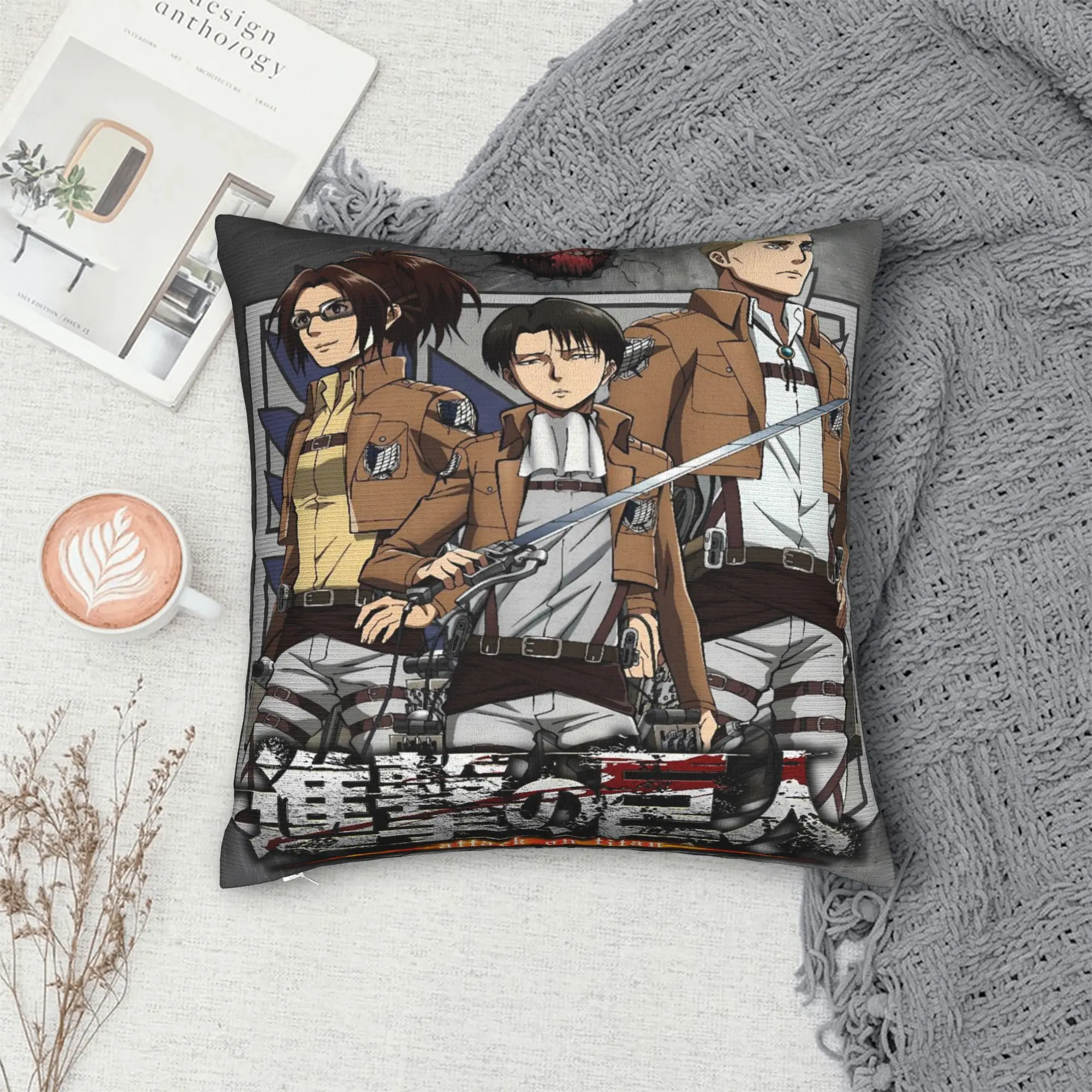 Attacks on Titans Pillow Case  Square Pillow Cover For Sofa Home Decor Funny Cushion Cover