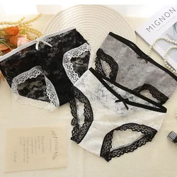 Sexy lace underwear with no trace, low waist, ultra-thin transparent bow, women's triangle pants, Japanese sweet girl underwear