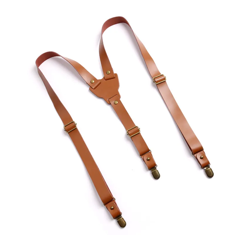 

Leather Men's Suspenders 3 Clip Suspenders For Men Adjustable Harness Man Multicolor Tactical Braces Apparel Accessories 2.5*123