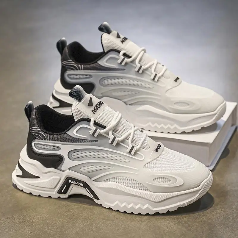 

Men's 2025 new mesh comfortable thick sole anti slip and wear-resistant running basketball sports casual men's shoes