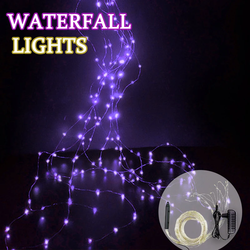 أضواء جنية شلال أبيض دافئ خارجي ، مصابيح ليد لعيد الميلاد ، غرفة نوم ، شارع جيرلاند ، عيد هلال ، بالخارج ، أضواء ، من من من من أجل من من من من من ؟