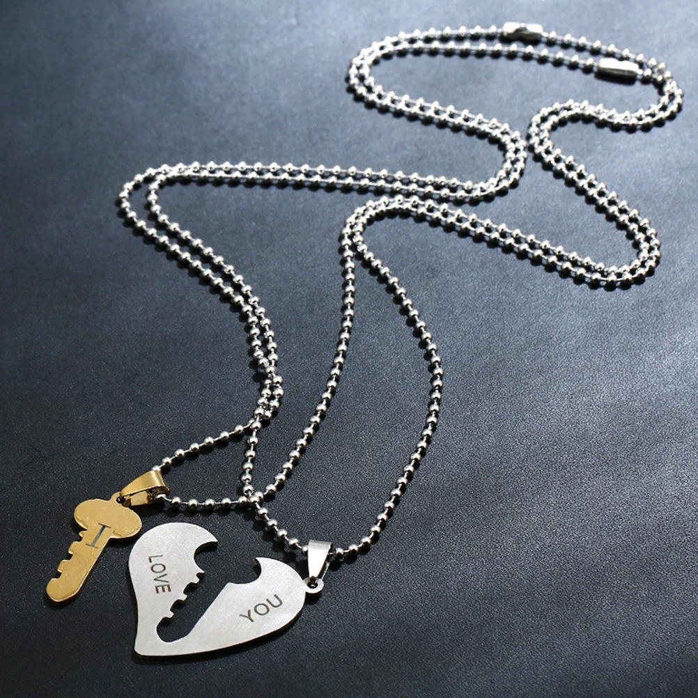 

1Pair Couples Stainless Steel Necklace Elegant Fashion Pendant Perfect Gift for Birthdays Weddings Neck Accessories Jewelry