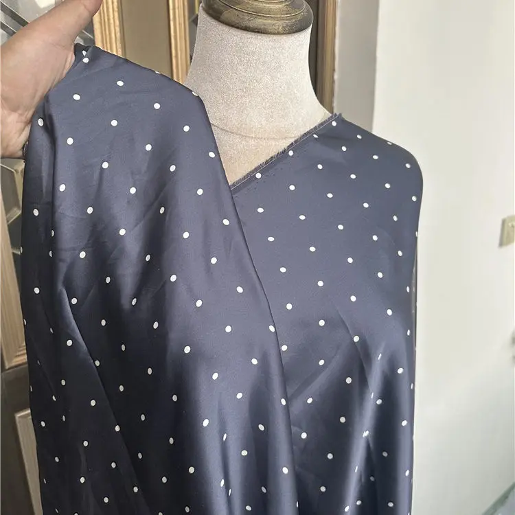 

Лимитированная классическая темно-синяя ткань в горошек из 100% натурального шелка тутового шелкопряда, однотонный креп-сатин, для пижам, постельного белья и текстиля