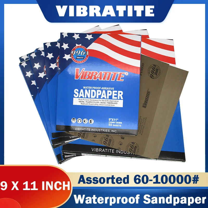 9 x 11 Inch Wet Dry Waterproof Abrasive Sandpaper 7/10Pcs Assorted Grit 60-10000# for Car Metal Wood Auto Polishing Polishing