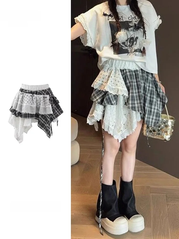 

Кружевная юбка трапециевидной формы с высокой талией, женская летняя новая юбка-тортик Sle Fulln, юбка принцессы