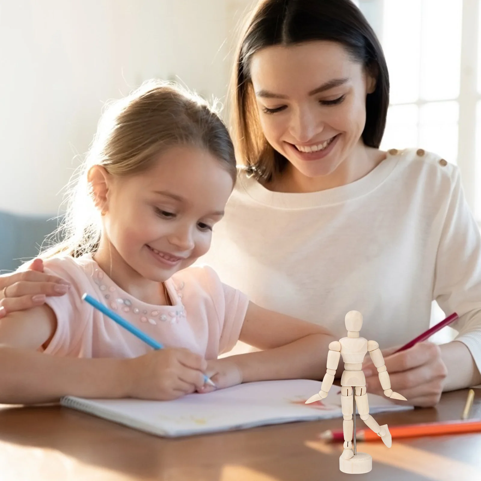 

3pcs Wooden Desktop Mannequin Movable Joint Art Figure for Sketching Painting Craft 13.5cm