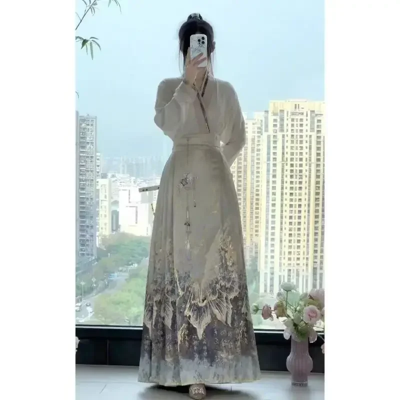 summer-fashion-clothes-for-women-female-elegant-wrap-shirts-top-horse-face-skirt-two-piece-chinese-hanfu-skirts-set