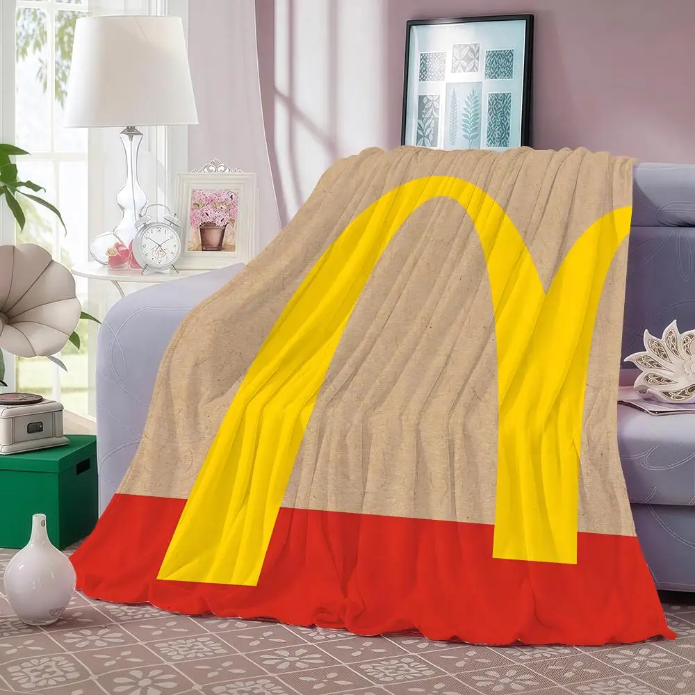 Manta suave y esponjosa de franela, manta cálida y agradable para la piel, moda divertida m-mcdonalds para sofá cama, oficina, siesta, Logo de invierno