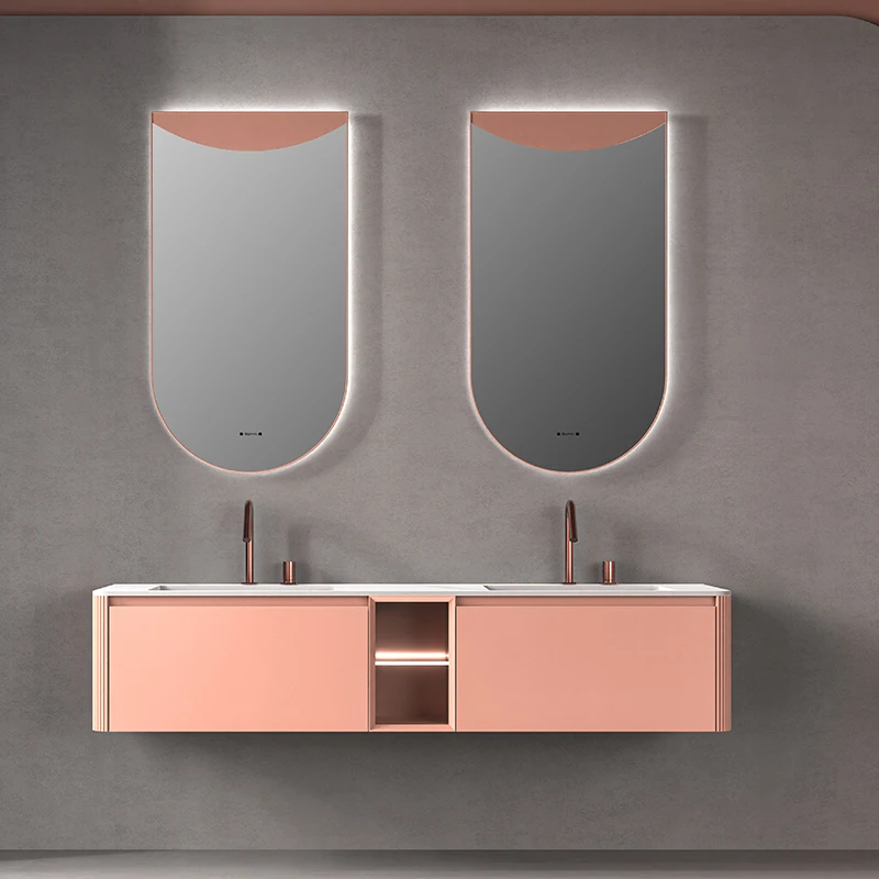 Bathroom cabinet combination rock panel double basin bathroom washbasin sink for hand washing