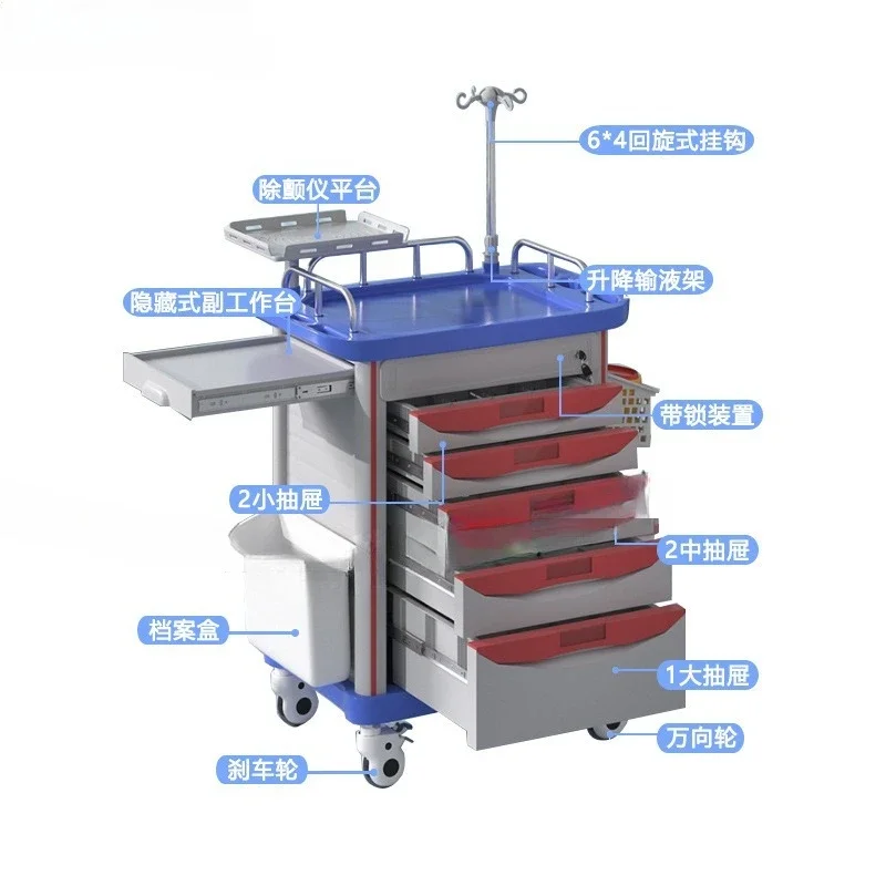Rescue car, first aid car, infusion car, multi-functional nursing cart, medicine change cart, cart