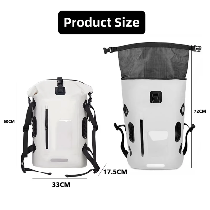 30L Waterproof Dry Bag 500D PVC Dry Wet Separation Swimming Backpack for Trekking Rafting Canoeing Camping Outdoor Storage Bag