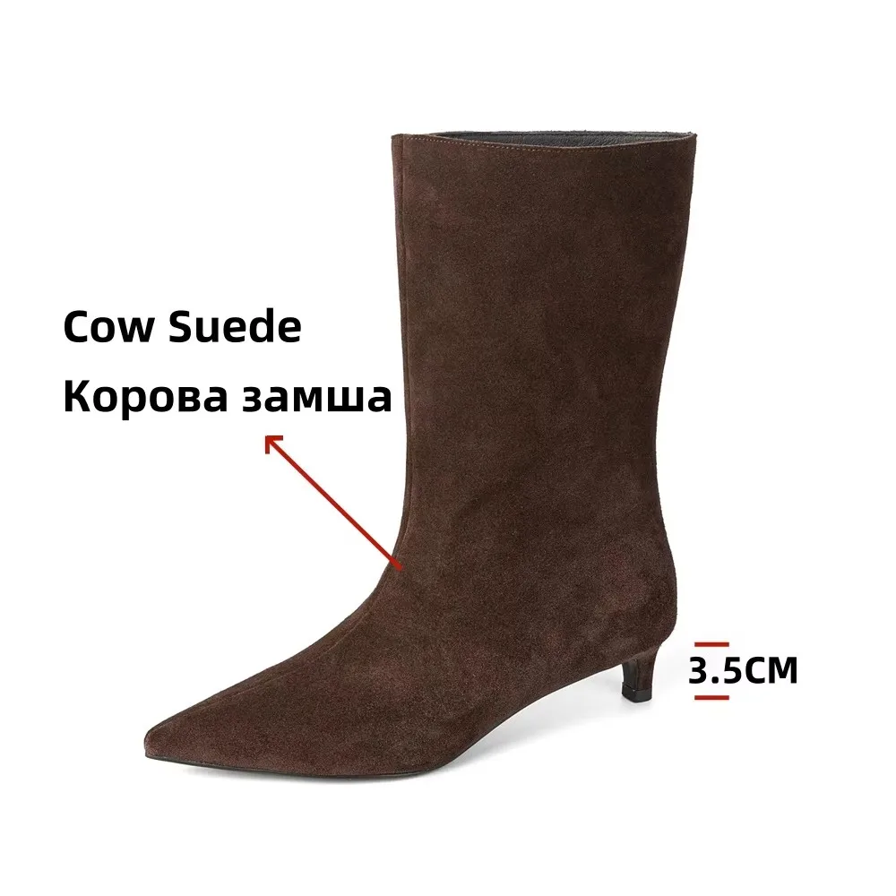 FEDONAS szpiczaste Toe szpilki oryginalne skórzane buty dla kobiet buty do połowy łydki moda jesienne zimowe buty rycerskie buty imprezowe