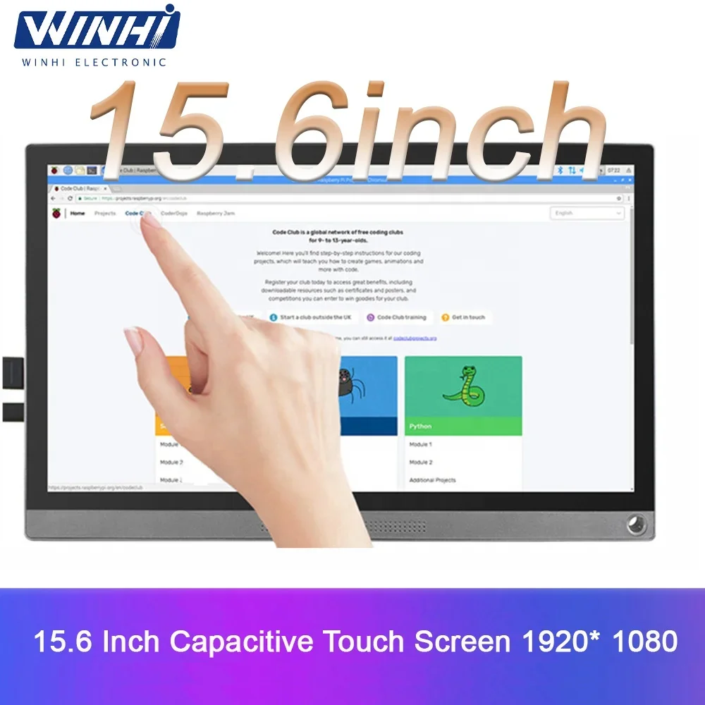 15.6 Inch Light Thin Shell Brightness 1920*1080 IPS Type-C Tempered Glass Panel Portable Touch Screen LCD Display Monitor