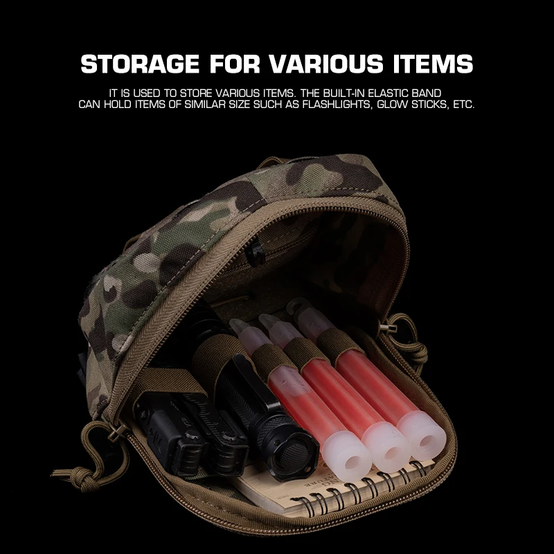 AG Utility Pouch MOLLE Storage Organizer Pouch لمصباح يدوي IFAK طقم طبي EDC Glow Sticks