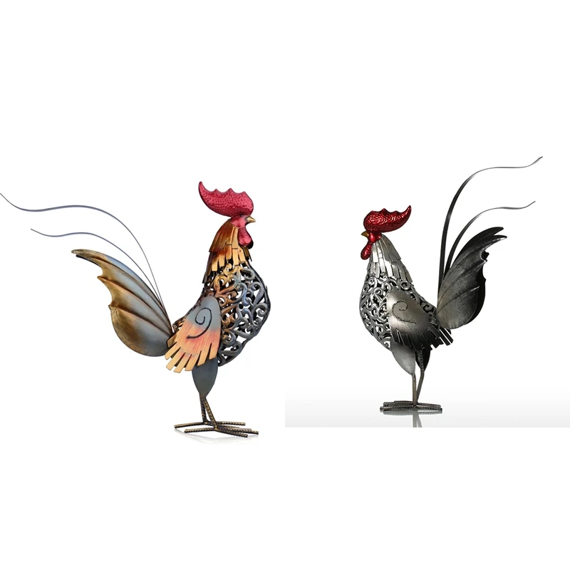 Metal Rooster Decor Chicken Statues For Yard Ornaments Yard Chicken Decoration Outdoor Garden Statues