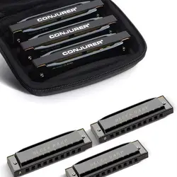 CONJURER Blues harmonica set with 3 keys (A,C,G) 10 Hole 20 Tone  Diatonic for Adults Beginners Professionals