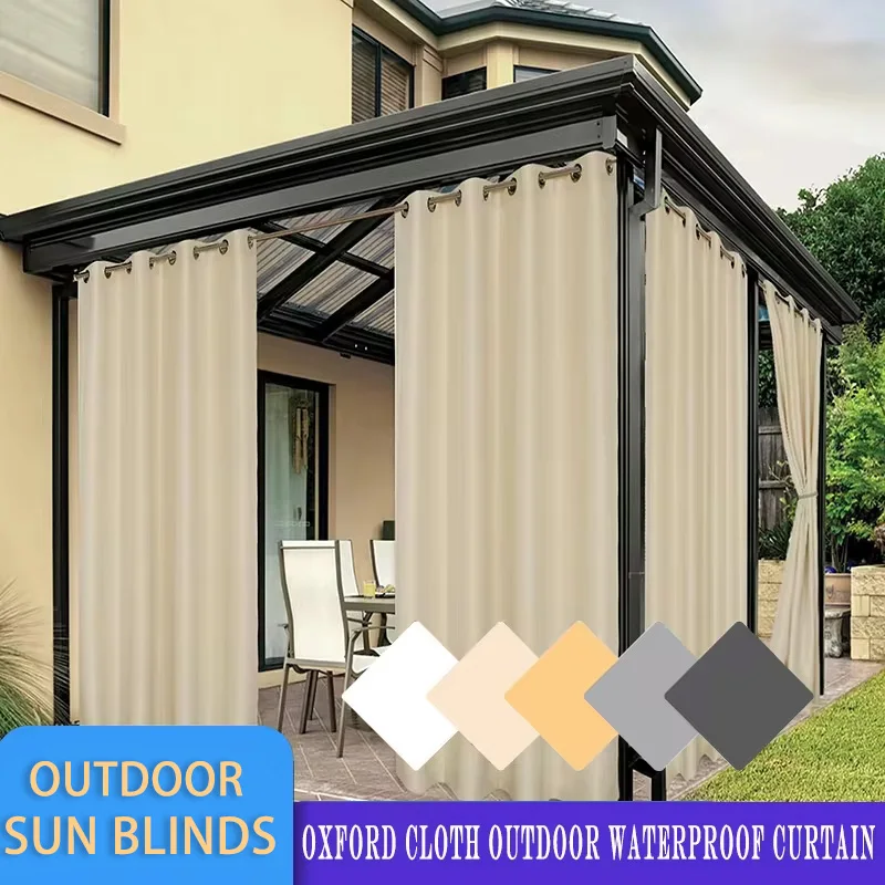 New Curtain For Garden Outdoor Waterproof Curtains Sun Protection Opaque Outdoor O Patio Porch Balcony Cortains Outdoor Curtain