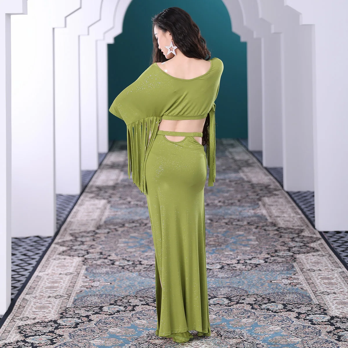 Customized Belly Dance Costume Set Women's Practice Dress Modal Oriental Dance High Waist Long Dress Exotic Dancewear