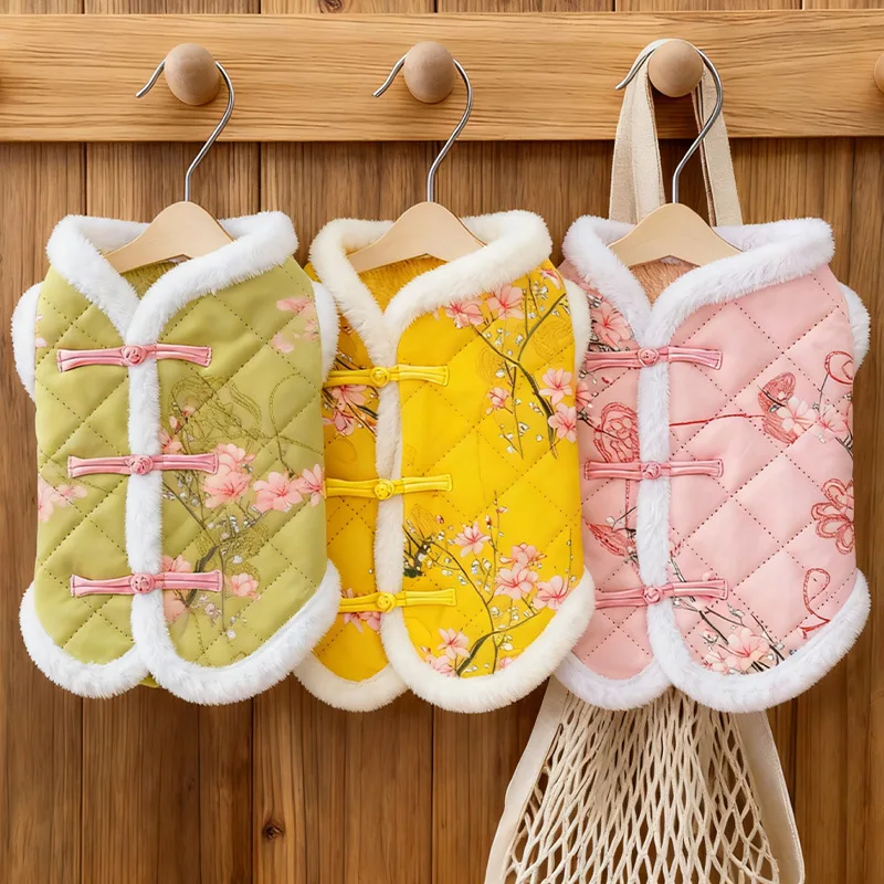 

Dog Clothes, Winter Vests, Chinese Retro Tang Suits, Two-legged Teddy Warm Vests, Pet Cat Winter Clothing