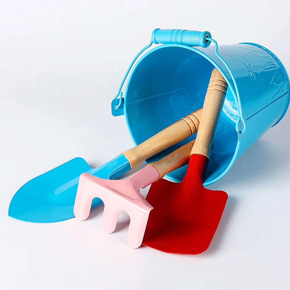 1 set 1 Set Kids Gardening Tools Mini Shovel Rake Hoe Bucket Outdoor Planting For Children Family Garden Yard Sand Beach