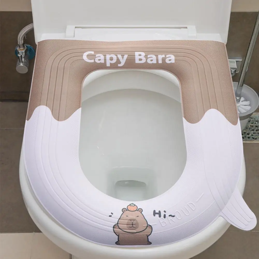 

Washable With Handle EVA Toilet Seat Cover Reusable Waterproof Toilet Seat Cushion Capibala Adhesive Closestool Mat Bathroom