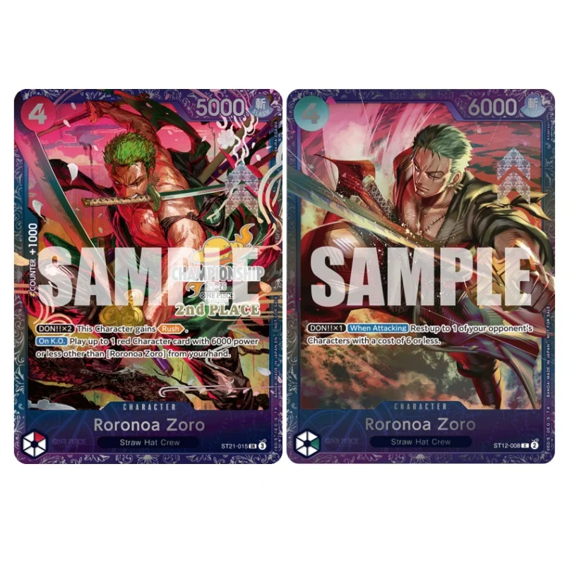 One Piece DON!! Tarjeta Coleccionable de Anime Roronoa Zoro ST21-015 ST12-008, Versión en Inglés, Plegable, DIY