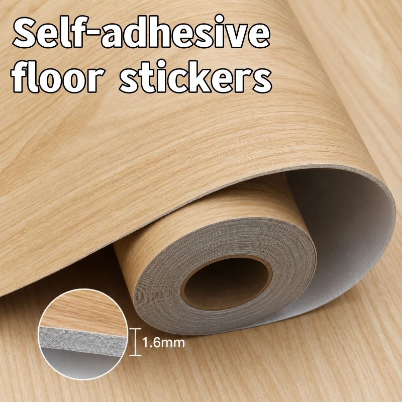 Self Adhesive Vinyl Floor Stickers Faux Wood Flooring Waterproof Peel and Stick Tiles for Home Floor Renovation DIY Decoration