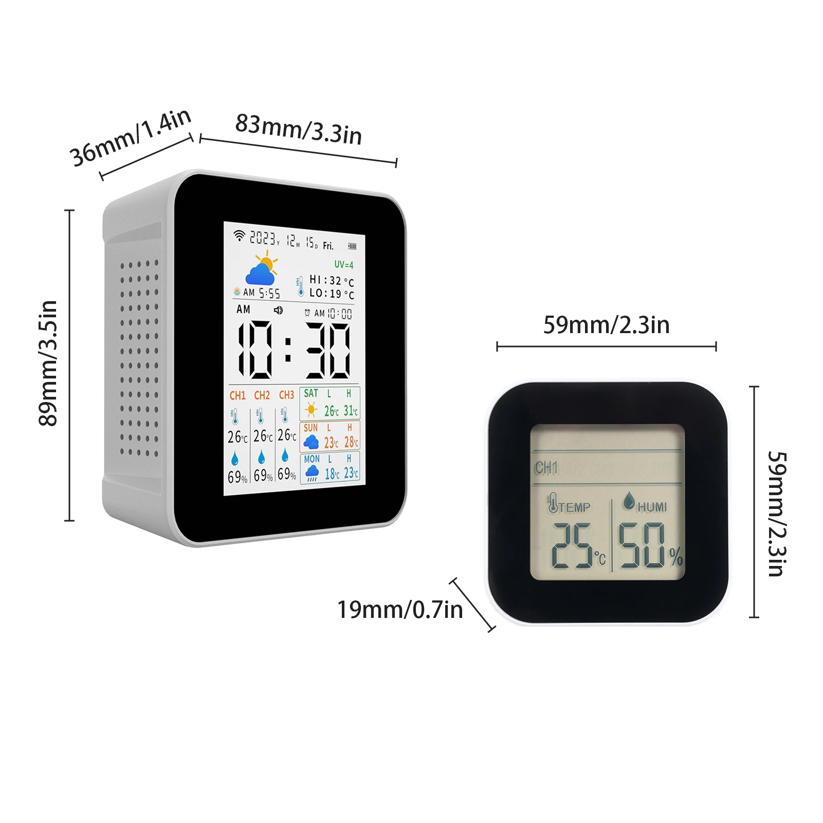 داخلي ميزان الحرارة في الهواء الطلق اللاسلكية تويا محطة الطقس 3 قطعة أجهزة الاستشعار الرطوبة ومقياس درجة الحرارة في الوقت الحقيقي توقعات رصد #4