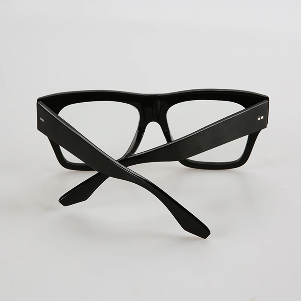 Gafas de lectura de espejo óptico hechas a mano, marco cuadrado grande negro, dos clavos, marco de gafas de moda, material de cuerno natural