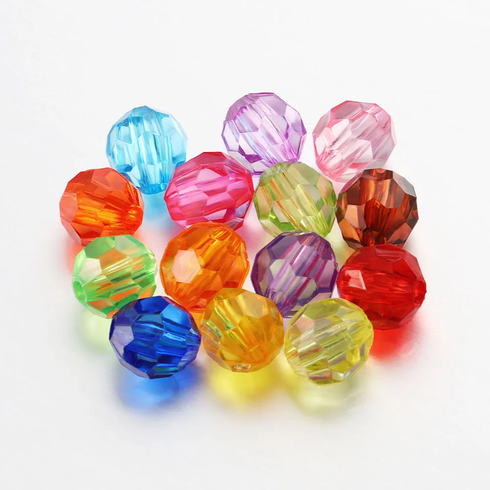 50-100pcs/lot 6 8 10 12mm Rondelle Faceted Acrylic Beads Loose Spacer Beads for Jewelry Making DIY Handmade Necklace Bracelet