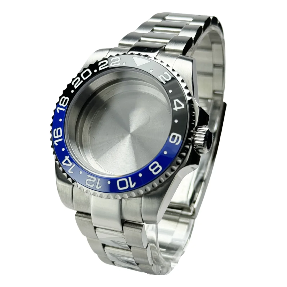 Diver Watch Case Fit for Sub Polish Oyster Band Mod NH34 NH35 NH36 NH70 NH72 20bar red blue bezel 120 Clicks Sliding Buckle