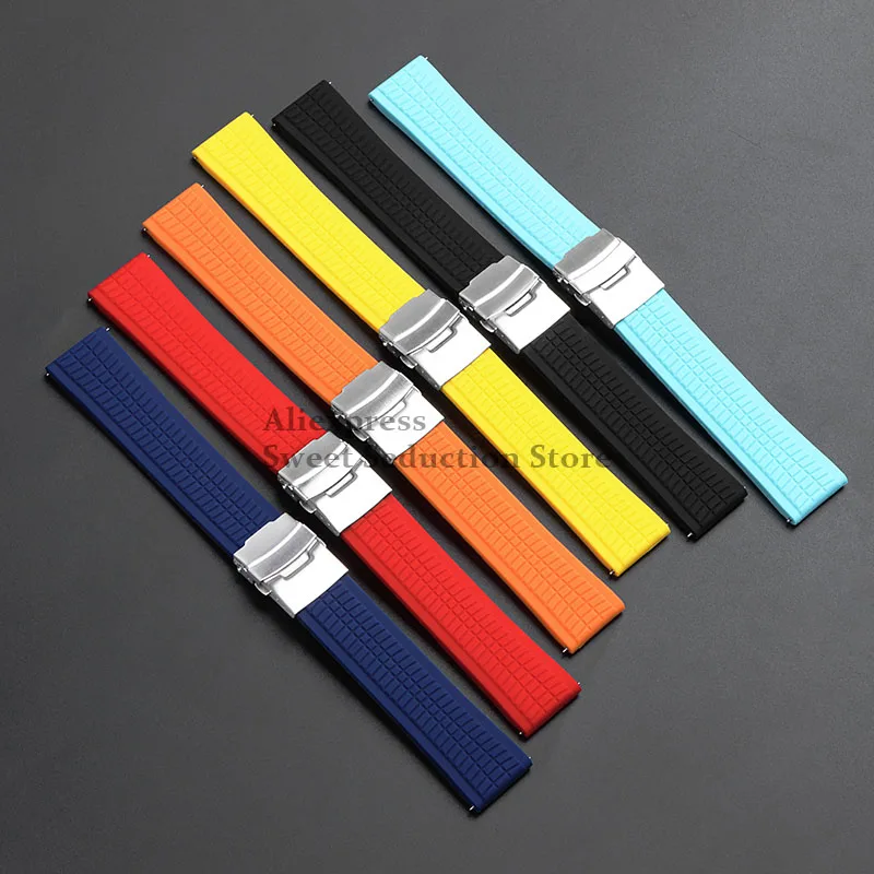 Universal Quick Release Silicone Rubber Watch Strap 20mm 22mm 24mm Soft Band Women Men Wristband for Omega for Rolex Bracelet image 2