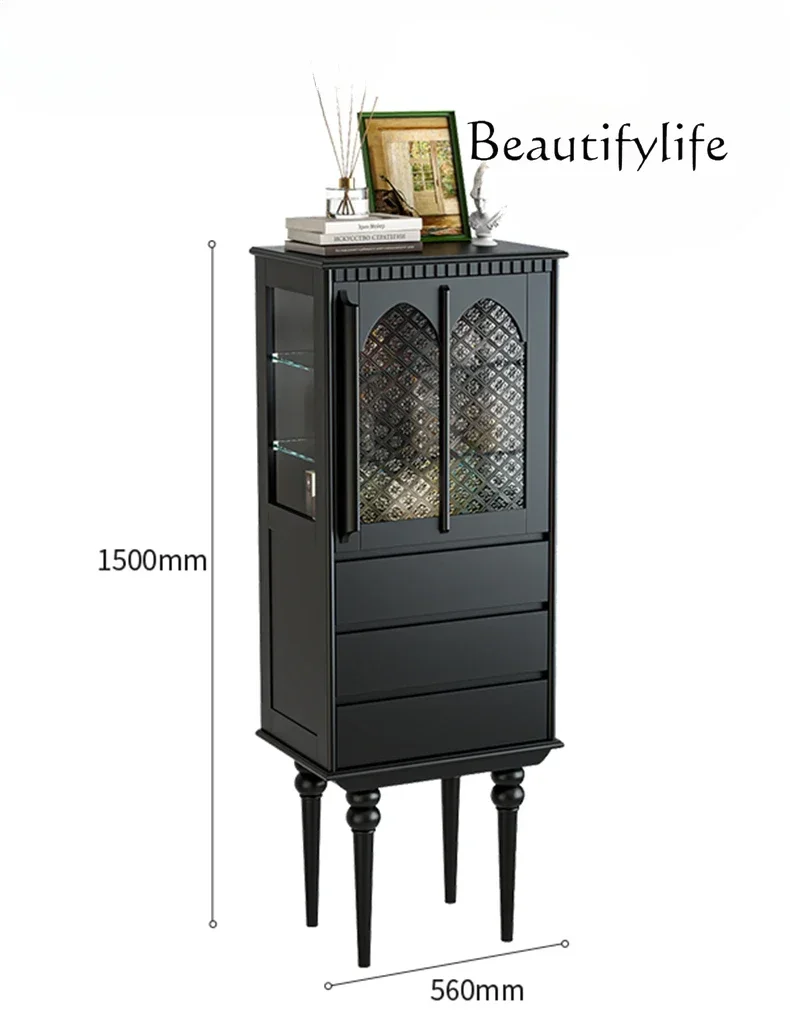 موفيلي per il soggiorno الفرنسية الرجعية الخشب الصلب الطعام حافة باب زجاجي تخزين خزانة مشروبات غرفة المعيشة الطابق تخزين عرض ca