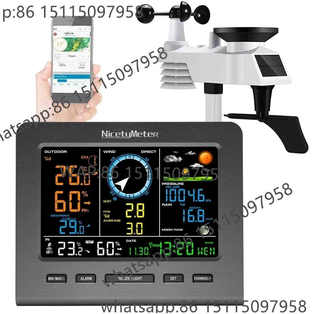 

Интернет Беспроводная метеостанция прогноз погоды температура давление влажность ветер дождь лунная фраза будильник тестер