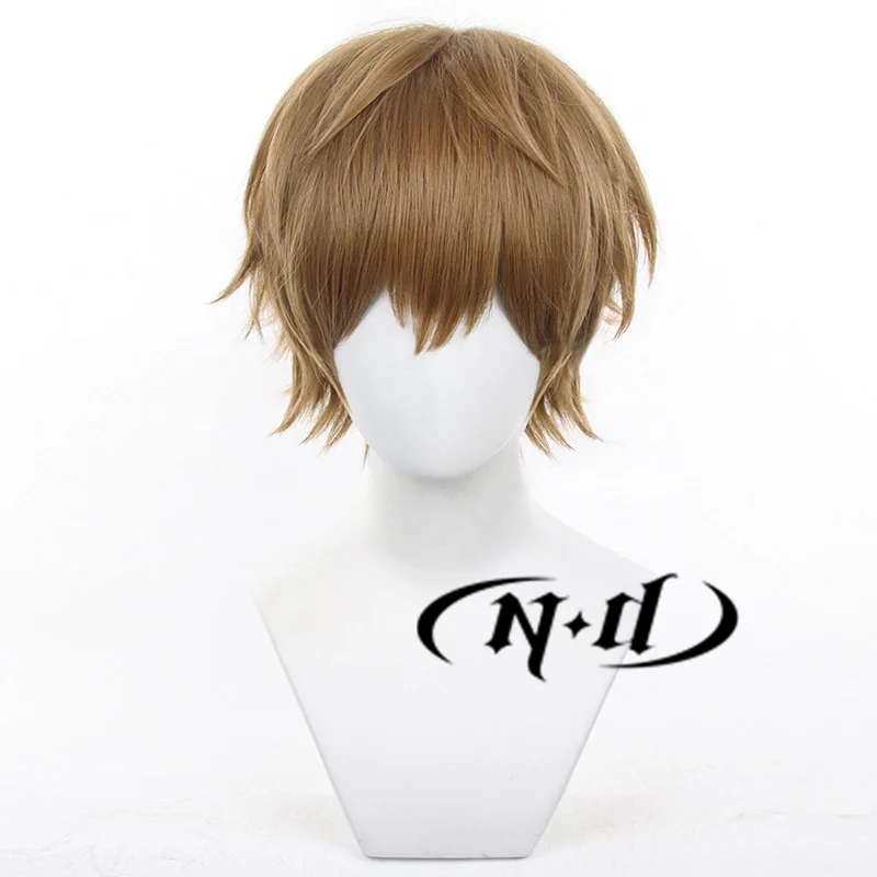 ND Naib Subedar شعر مستعار كوسبلاي لعبة الهوية V كوسبلاي شعر بني قصير باروكات لحفلة الهالوين شعر صناعي عالي الجودة