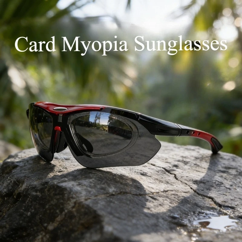 Sports Men & Women Cycling Glasses Sunglasses with Card Myopia Frame UV400 Protection Windproof for Prescription Glasses Wearers