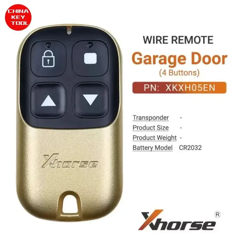 1PCS Xhorse Universal Wired Remote Key Garage Door 4 Buttons Golden Color XKXH05EN