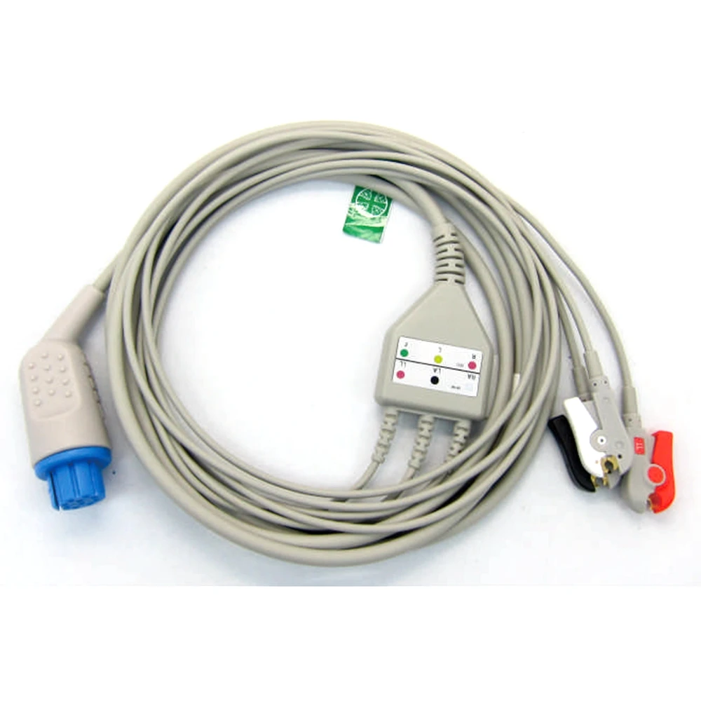 

EC-107 One-piece ECG Patient Cable AHA With 3leads 5leads Snap clip For DATEX ECG Electrocardiograph Monitor