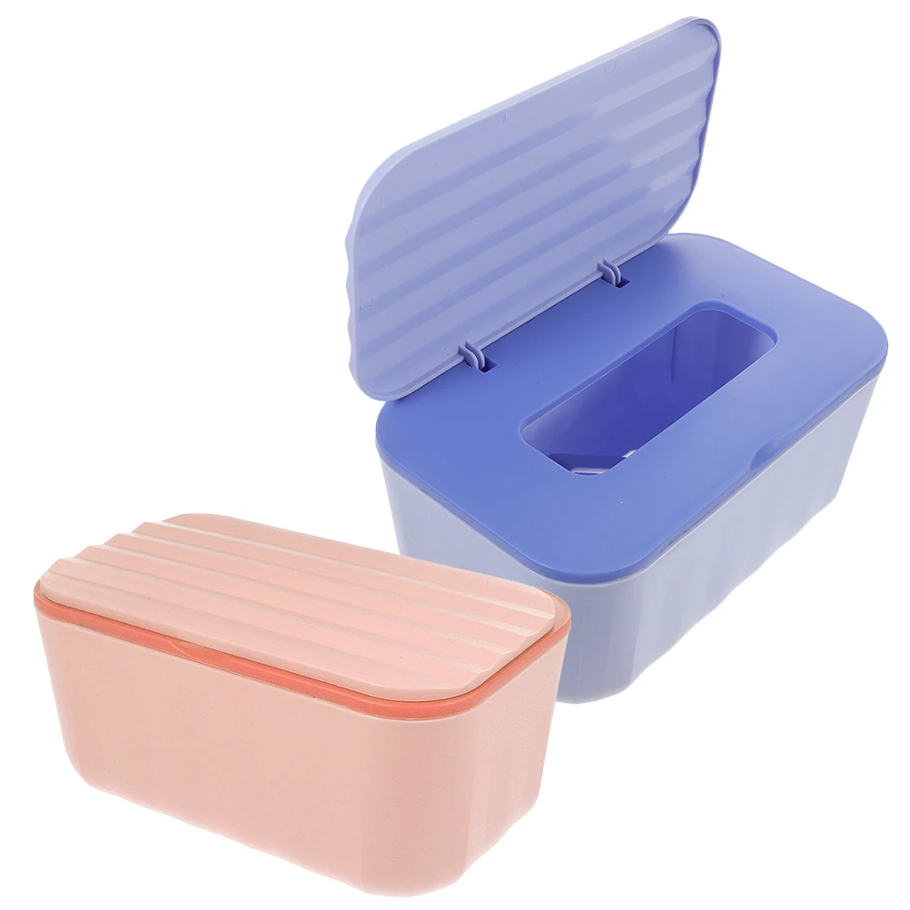 2 pçs caixa de tecido toalhetes recipiente recarregável portátil à prova de poeira plástico viagem quarto do bebê cozinha banheiro dispensador rosa roxo