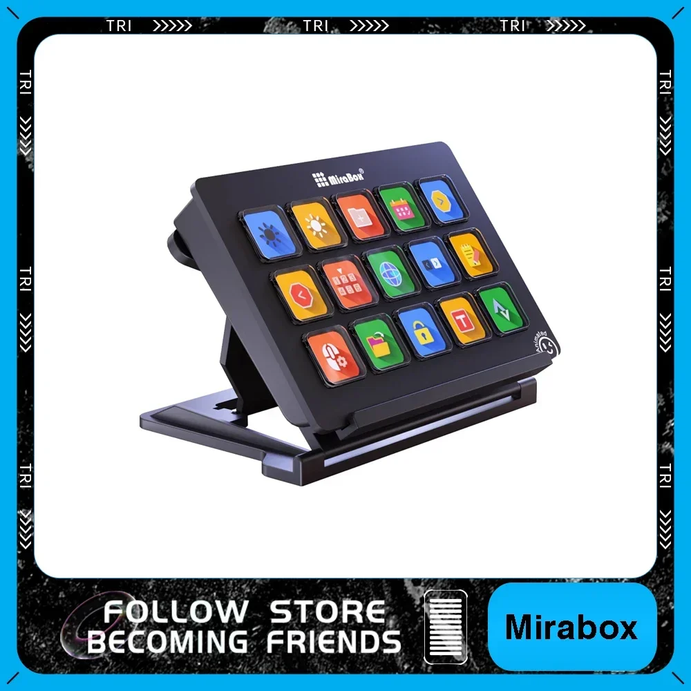 Mirabox Stream Deck Screen Customization Function 15 Key Mini Keyboard Display Function Macro Button OBS Live Music Console