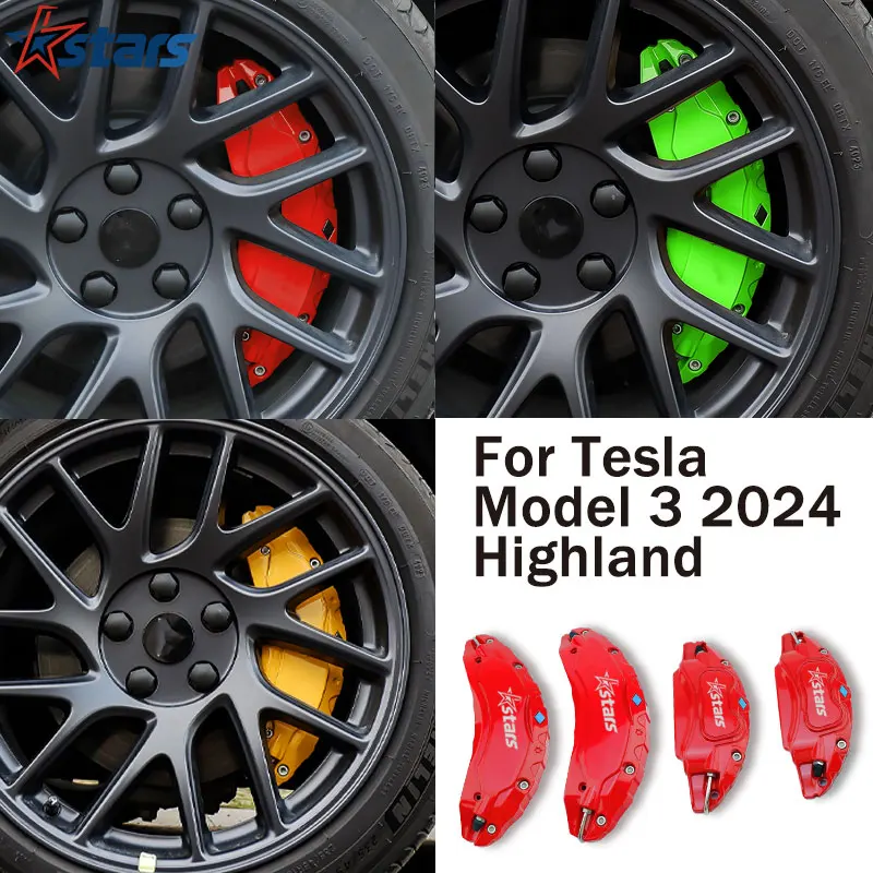 

For Tesla 2024 Model 3 Highland Brake Caliper Covers 12 Colors Set of 4 Caliper Covers Aluminium Stars Stickers Will Be Included