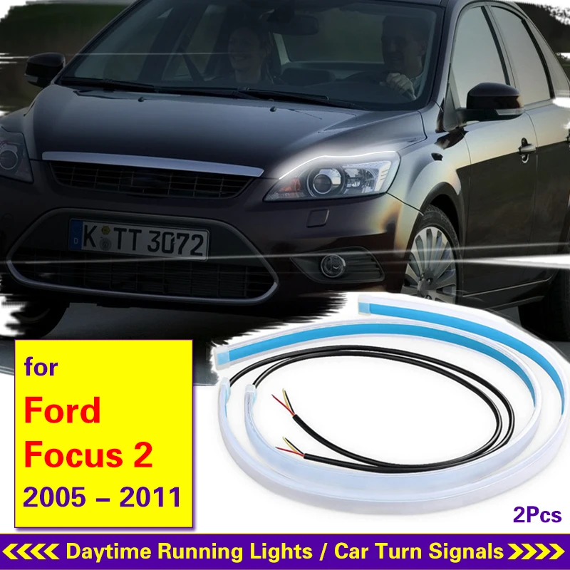 

For Ford Focus 2005-2011 Car led DRL Daytime Running Light Strip Waterproof Flexible Soft Tube Guide Headlight LED Strip Lights