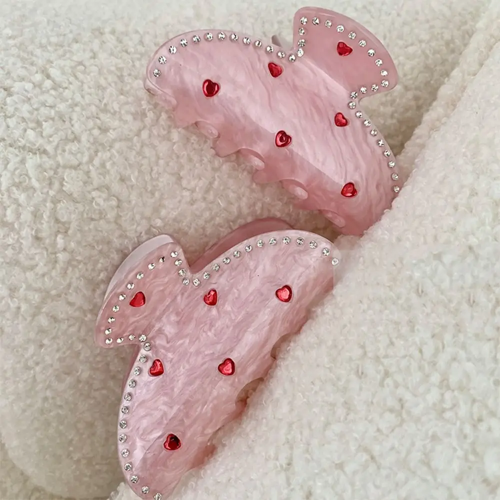 

Cute Rhinestone Love Heart Hair Claw Hair Clip Hairpin Acetic Acid Hair Clip Geometry Headwear INS Shark Clip Hair Accessories