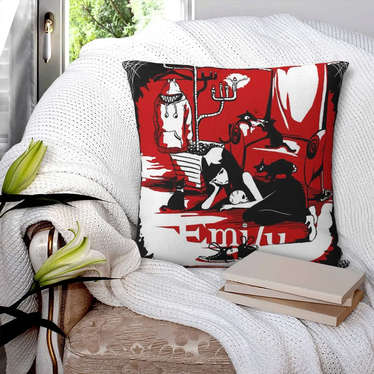 Comics Emily The Strange Square Pillowcase Cushion Cover Pillow Case Throw Pillow Cover for Home Bedroom Car