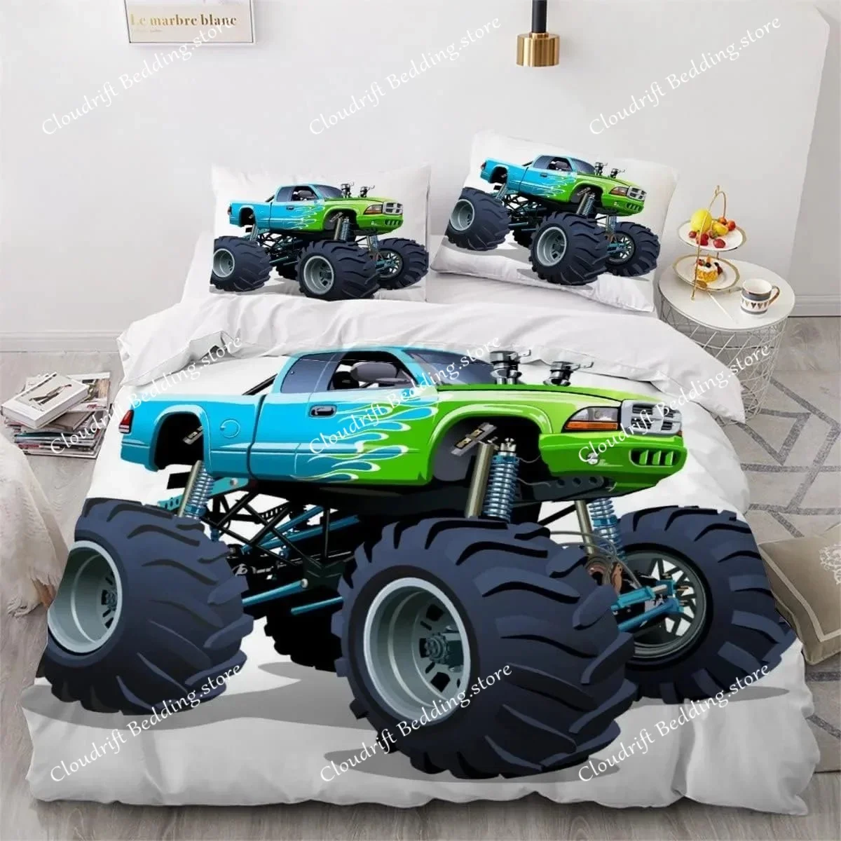 

Cartoon Monster Trucks Duvet Cover Exquisite Digital Printing Bedding Set Comforter Bed Youth Home Decor Kids Girl Boys Gift026