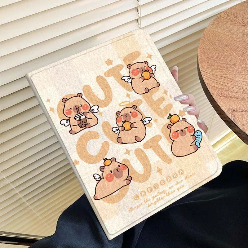 

Capybara Art Cute Cartoon For Apple iPad Air Pro 7 6 5 Soft Automatic Sleep/Wake Tablet Case Cover