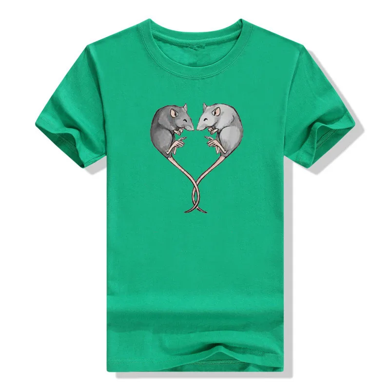 Fancy Rat Gifts Clothes Cute Mouse Print Graphic T-Shirts Rat-Heart Tee Tops Streetwear  Valentine Boyfriends Girlfriends Gifts