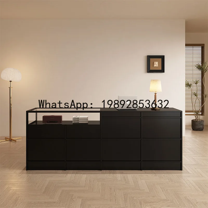 Clothing Store Island Display Table Side Cabinet Solid Wood Front Desk Cashier Desk Reception Bar Counter