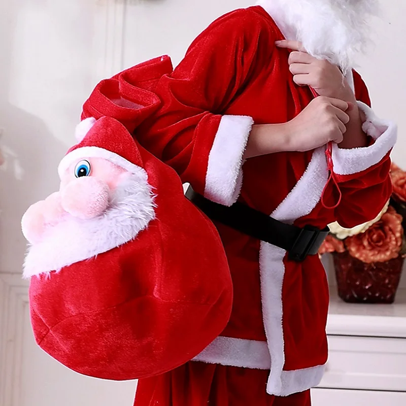 

Velvet Santa Sack Christmas Gift Bag with Drawstring Xmas Holiday Decoration Santa Claus Costume Prop